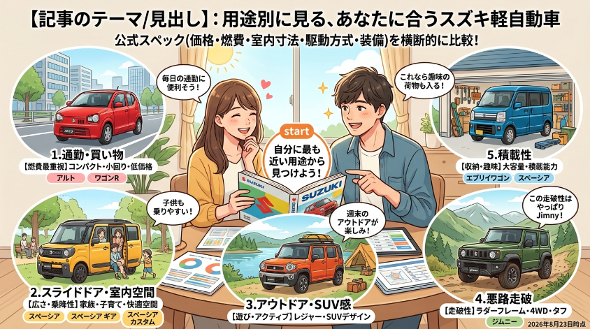 用途別に見る、あなたに合うスズキ軽自動車