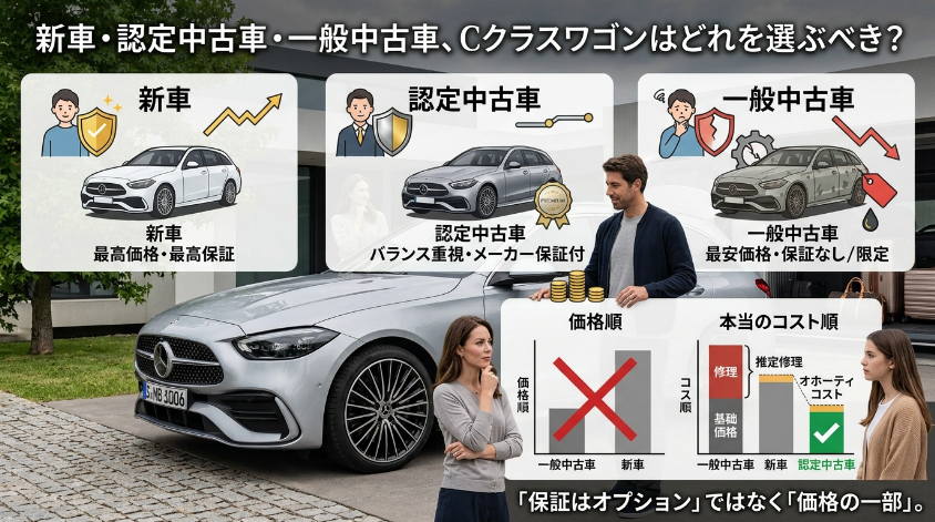 新車・認定中古車・一般中古車、Cクラスワゴンはどれを選ぶべき？