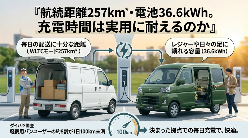 航続距離257km・電池36.6kWh。充電時間は実用に耐えるのか