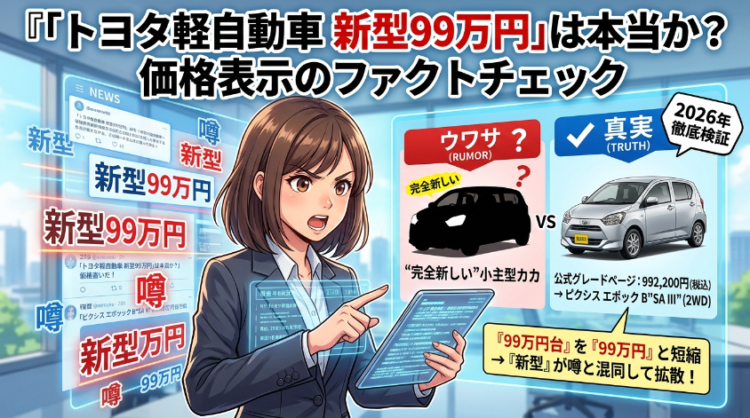 「トヨタ軽自動車 新型99万円」は本当か？価格表示のファクトチェック