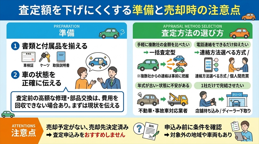 査定額を下げにくくする準備と売却時の注意点