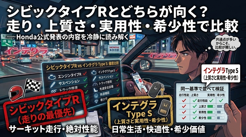 シビックタイプRとどちらが向く?走り・上質さ・実用性・希少性で比較