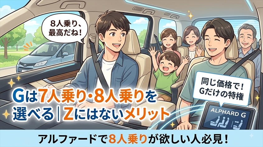 Gは7人乗り・8人乗りを選べる|Zにはないメリット