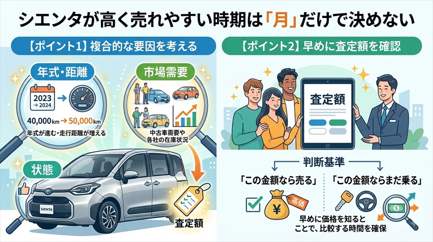 シエンタが高く売れやすい時期は「月」だけで決めない