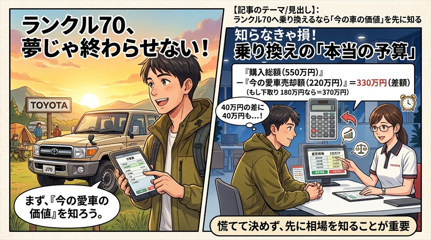 ランクル70へ乗り換えるなら「今の車の価値」を先に知る