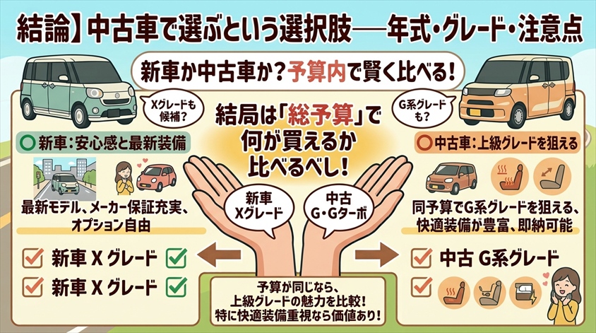 中古車で選ぶという選択肢——年式・グレード・注意点