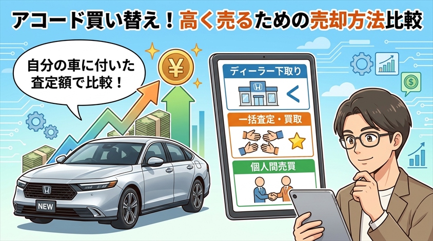 アコードを高く売る・買い替え資金を増やすために比較したい売却方法