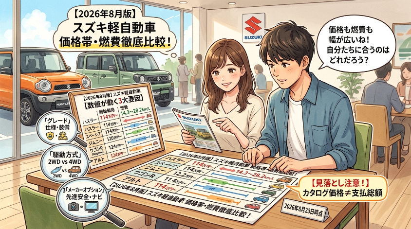 スズキ軽自動車の価格帯・燃費の目安【2026年8月時点】