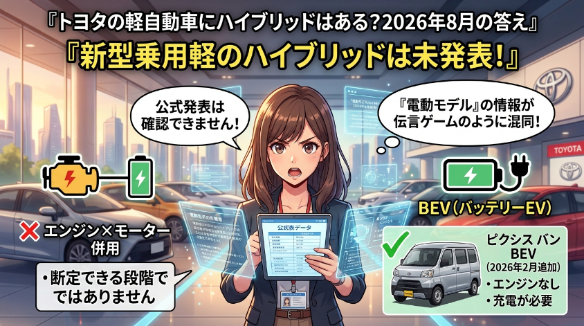 トヨタの軽自動車にハイブリッドはある？2026年8月の答え
