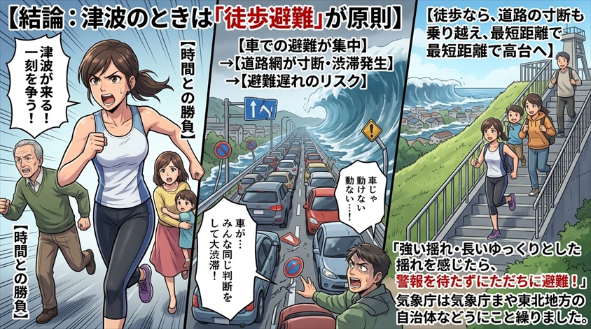 津波が迫っているときは徒歩避難が原則な理由