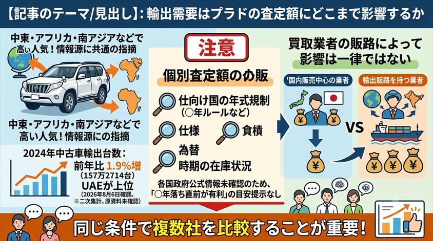 輸出需要はプラドの査定額にどこまで影響するか