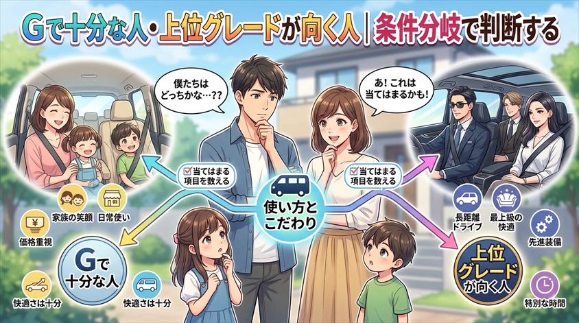 Gは7人乗り・8人乗りを選べる|Zにはないメリット