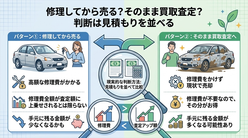 修理してから売る?そのまま買取査定?判断は見積もりを並べる