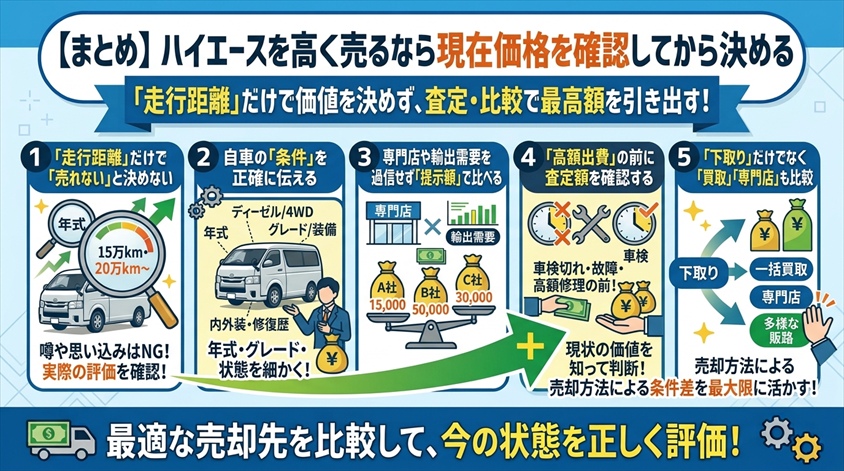 まとめ|ハイエースを高く売るなら現在価格を確認してから決める