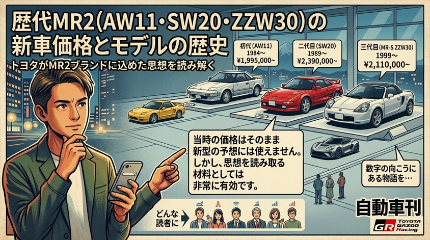 歴代MR2(AW11・SW20・ZZW30)の新車価格とモデルの歴史