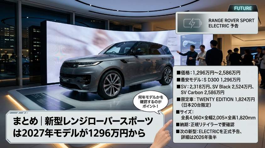 まとめ｜新型レンジローバースポーツは2027年モデルが1296万円から