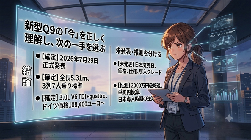 まとめ|新型Q9の「今」を正しく理解し、次の一手を選ぶ