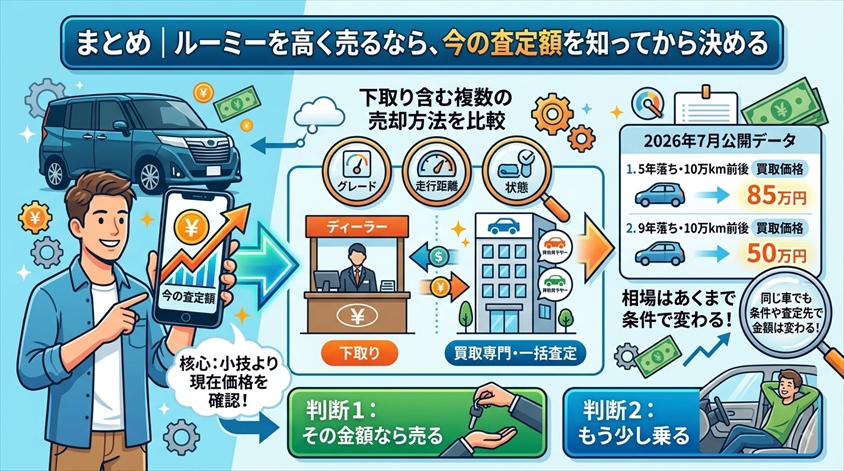 まとめ|ルーミーを高く売るなら、今の査定額を知ってから決める