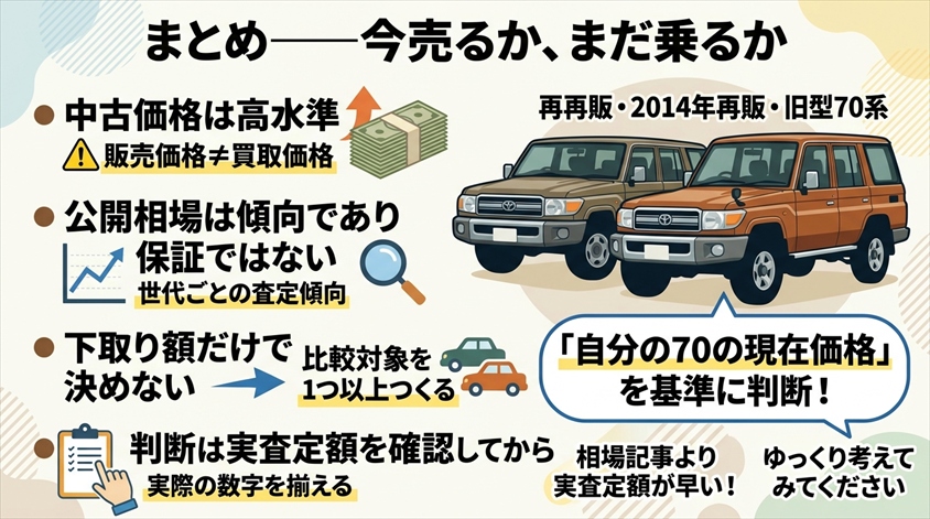 まとめ——今売るか、まだ乗るか
