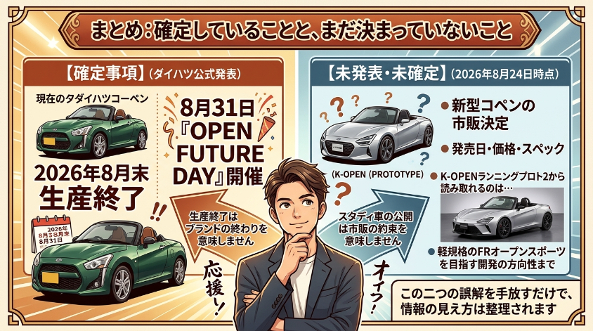 まとめ:確定していることと、まだ決まっていないこと