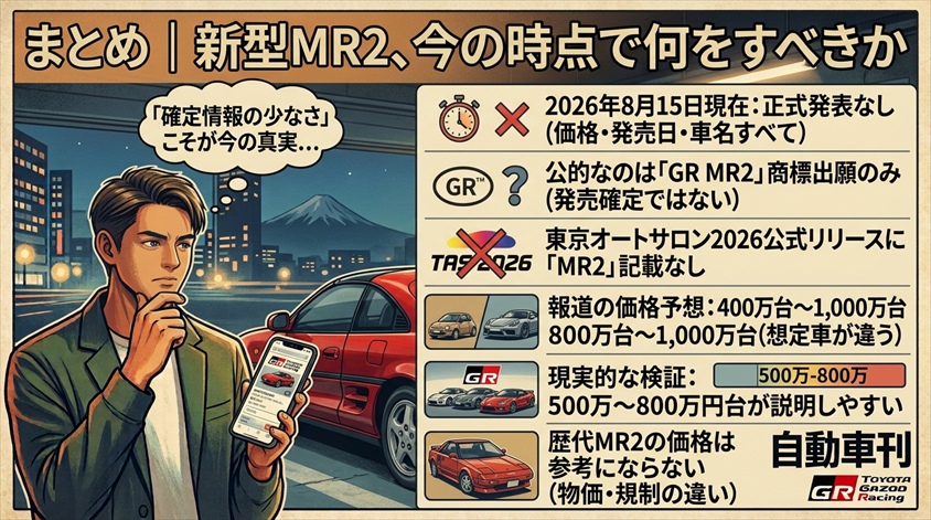 まとめ|新型MR2、今の時点で何をすべきか