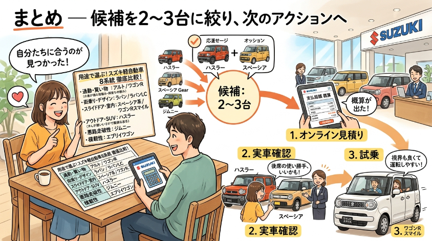 まとめ ― 候補を2〜3台に絞り、次のアクションへ