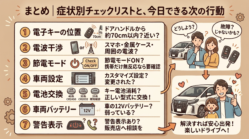 まとめ｜症状別チェックリストと、今日できる次の行動