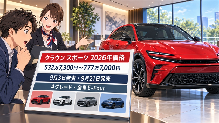 クラウン スポーツ2026年価格|4グレードと発売日・受注状況