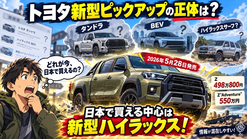 トヨタ ピックアップトラック新型の正体|ハイラックス価格・発売日