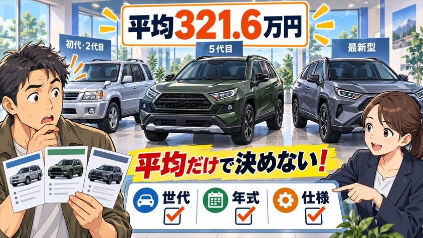 RAV4中古の価格相場は平均321.6万円、ただし世代別の確認が必要