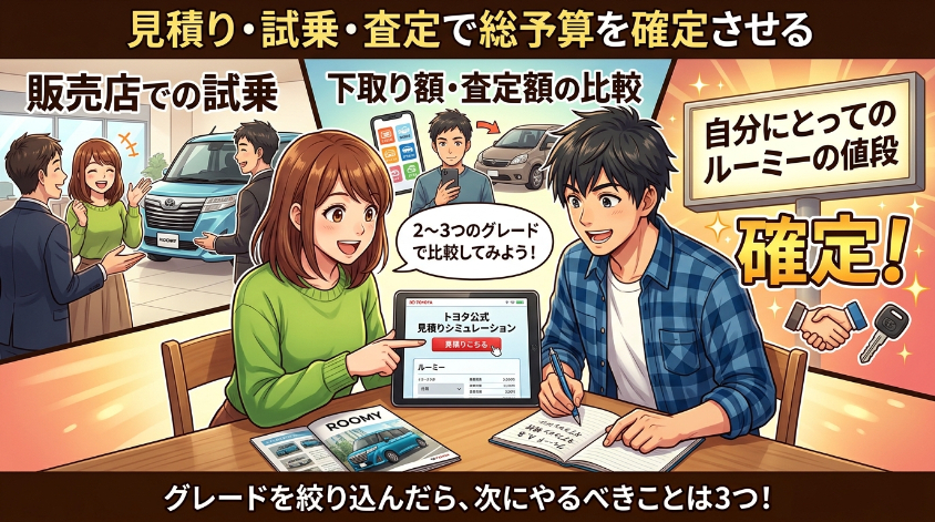 見積り・試乗・査定で総予算を確定させる