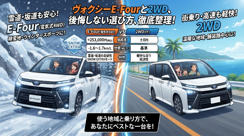 ヴォクシーE-Fourと2WD、後悔しない選び方を公式データで徹底整理