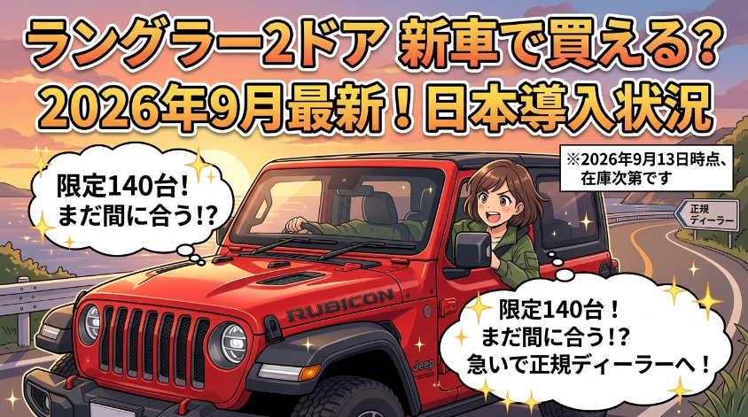 ラングラー2ドアは新車で買える?2026年の日本導入状況