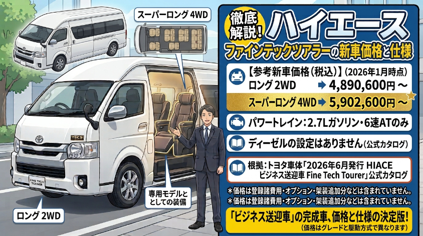 【2026年基準】新車価格とロング/スーパーロング・2WD/4WDの違い、ディーゼルの有無