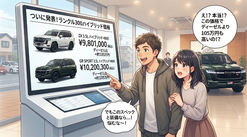 ランクル300ハイブリッドの価格はZX 980万1000円、GR SPORT 1020万300円