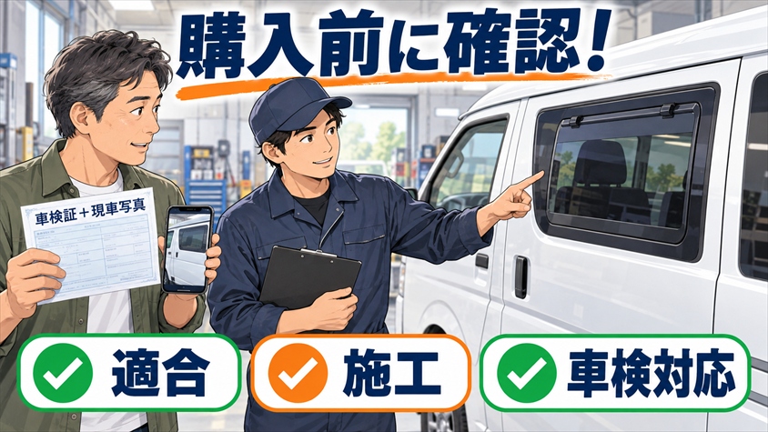 購入前は左スライドドアへの適合・施工・車検対応を確認する