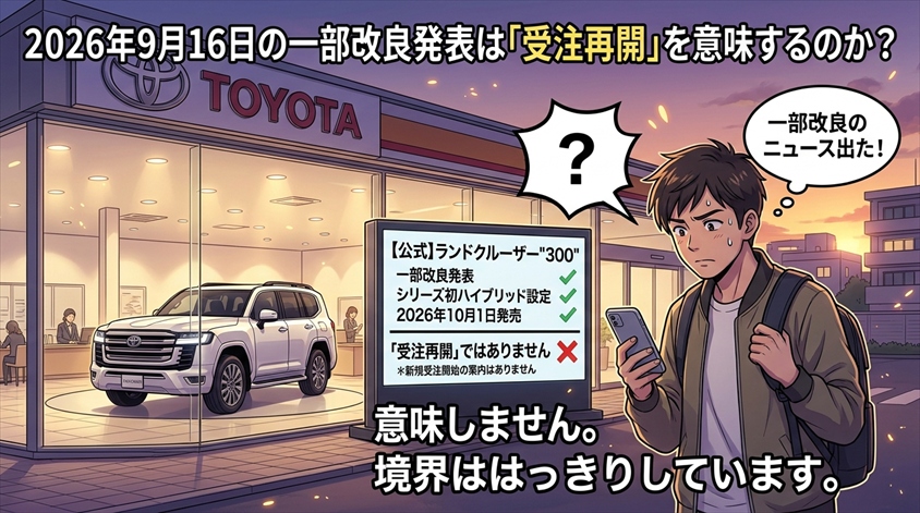2026年9月16日の一部改良発表は「受注再開」を意味するのか