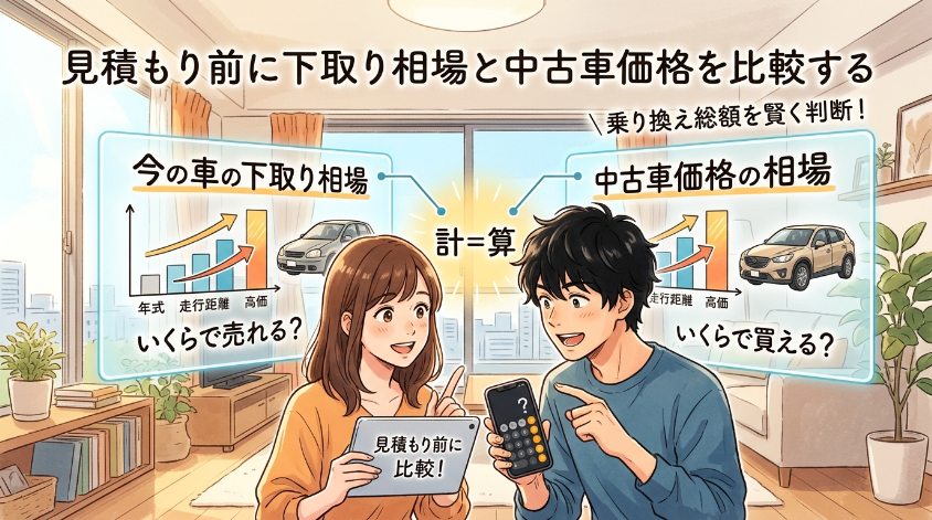 見積もり前に下取り相場と中古車価格を比較する