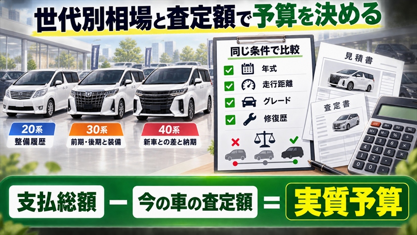 まとめ:世代別相場と今の車の査定額を揃えて予算を決める