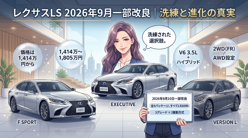 レクサスLSは2026年9月10日に一部改良|価格は1,414万円から