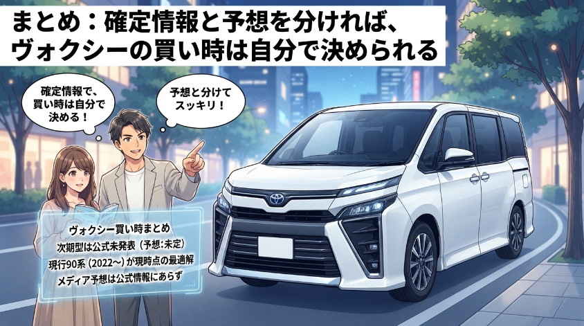 まとめ:確定情報と予想を分ければ、ヴォクシーの買い時は自分で決められる
