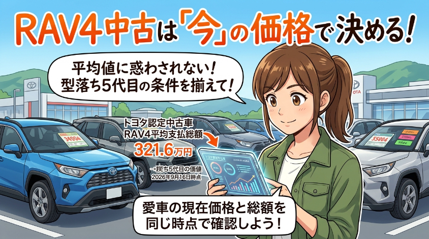 まとめ:RAV4中古は支払総額と愛車の現在価格を同じ時点で確認する