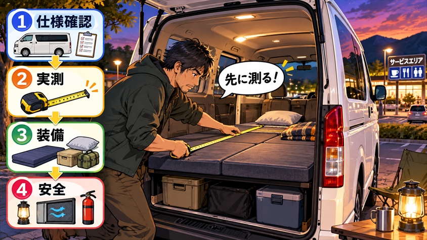 ハイエース車中泊で失敗しない手順｜仕様確認から実測・安全まで