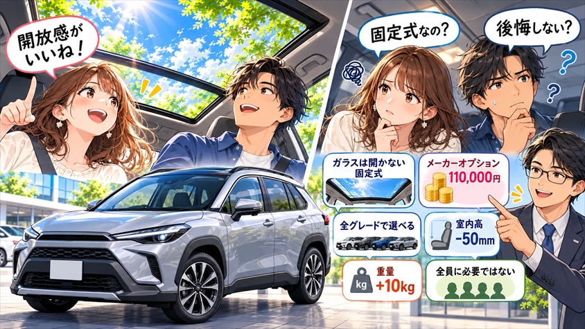 カローラクロス パノラマルーフ 後悔しない決め方【公式資料6種で検証】