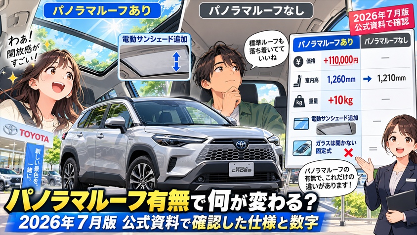 パノラマルーフ有無で何が変わる？2026年7月版公式資料で確認した仕様と数字