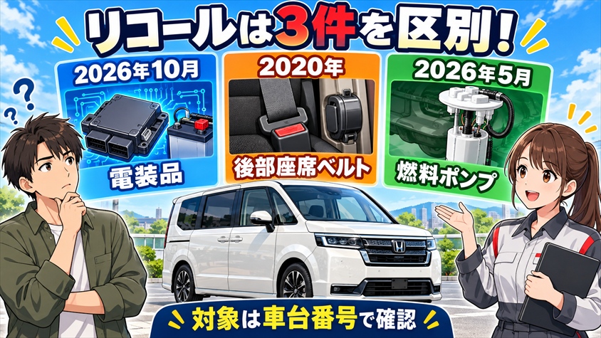 ステップワゴン スパーダのリコールは3件を区別して確認する