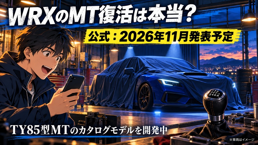 WRXのMT復活は本当?公式は「2026年11月発表予定」まで