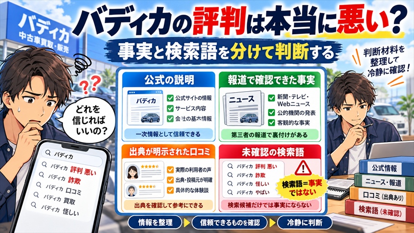 バディカの評判は本当に悪い?確認できる事実と検索語を分けて判断する
