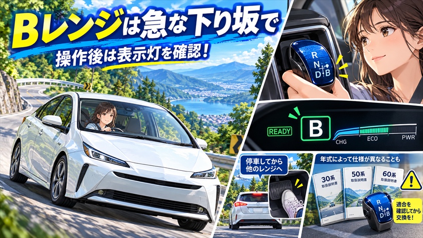 Bレンジの使いどころと誤操作を防ぐ確認法｜30系・50系との違いとノブ交換時の注意