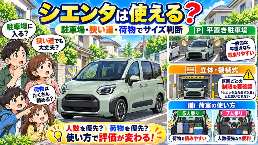 シエンタは駐車場・狭い道・荷物に使えるか|場面別のサイズ判断